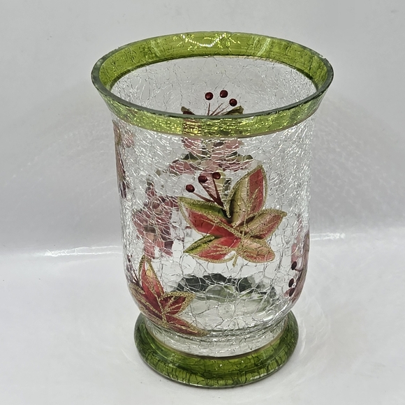 Yankee Candle Company 6 Inch Tall Fall Leaves Crackle Candle Holder 4"D - Picture 1 of 16